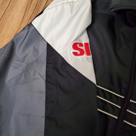 Reebok SAN FRANCISCO 49ERS Windbreaker Jacket XL Black Gray White Y2K Light SI - Picture 5 of 13